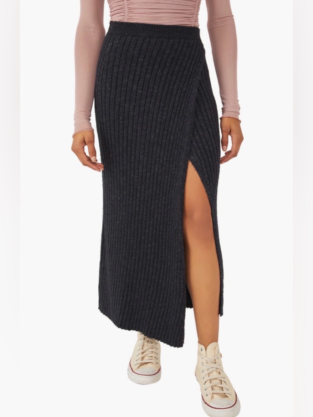 NWOT Free People Better Days Rib Skirt - Women’s XL Black Combo